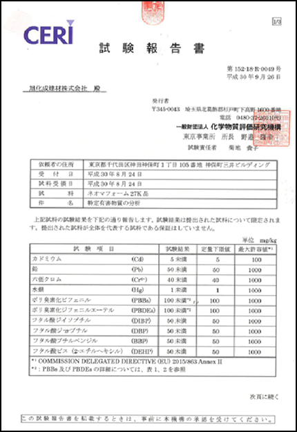 Official Japanese test report or certification document.