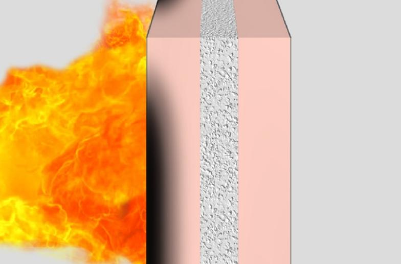 Fire-resistance diagram of a 3-layer panel